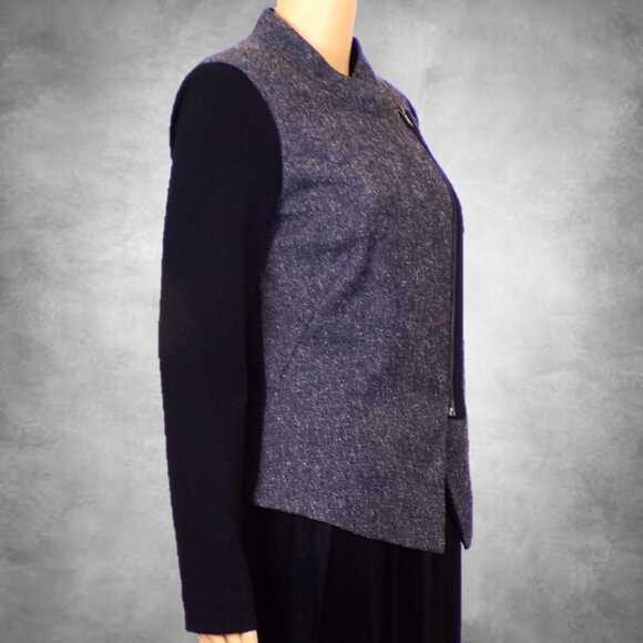 WORTHINGTON size S gray/black zip-front light jacket polyester/rayon/spandex - Picture 4 of 14